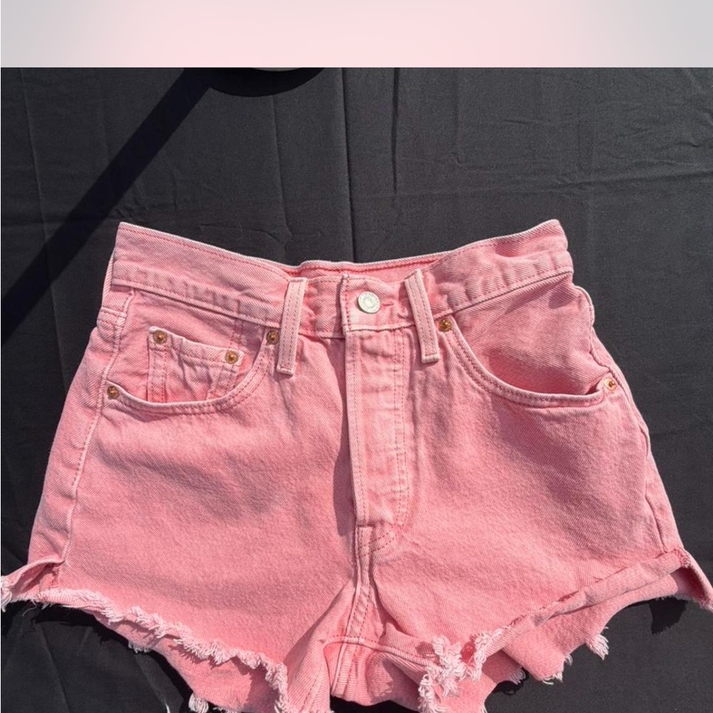 Levi's Pink Frayed Jean Shorts